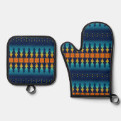 Südwest Sunset Pines Saddle Blanket Design Ofenhandschuh & Topflappen-Set (Vorderseite)
