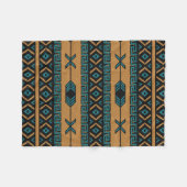 Südwest-Tan Türkise Schwarzes Aztec-Muster Fleecedecke (Vorderseite (Horizontal))