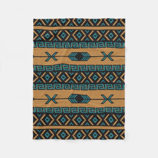 Südwest-Tan Türkise Schwarzes Aztec-Muster Fleecedecke (Vorderseite)