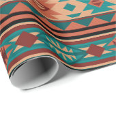 Südwest Tribal Muster Türkisch Terracotta Geschenkpapier (Rolleneckpunkt)