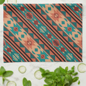 Südwest Tribal Muster Türkisch Terracotta Küchentuch (Gefaltet)