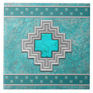 Südwest-Türkisstein-Geometrisches Muster Fliese