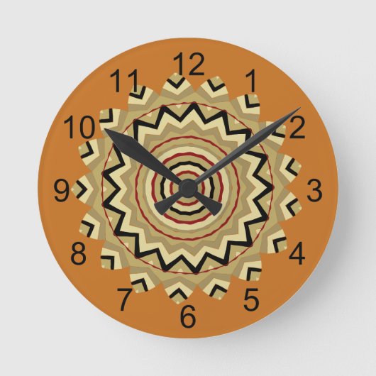 Südwest Western Earth Tone BOHO Mandala Design Runde Wanduhr (Vorderseite)