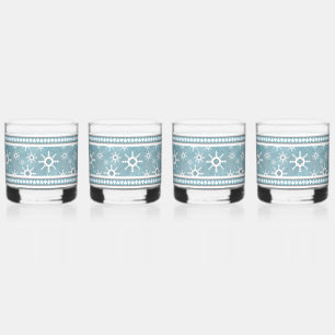 Südwest Winter Blau und weiße Schneeflocken Whiskyglas
