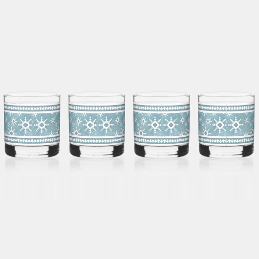 Südwest Winter Blau und weiße Schneeflocken Whiskyglas (Rechts)