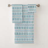 Südwest Winter Blaue geometrische Schneeflocken & Badhandtuch Set (Insitu)