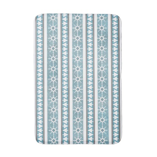 Südwest Winter Blue Geometrie Snowflake Pines Md Badematte (Vorderseite Vertikal)