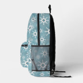 Südwest Winter Blue & White Geometric Snowflake Bedruckter Rucksack (Rechts)