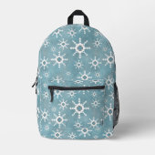 Südwest Winter Blue & White Geometric Snowflake Bedruckter Rucksack (Vorderseite)