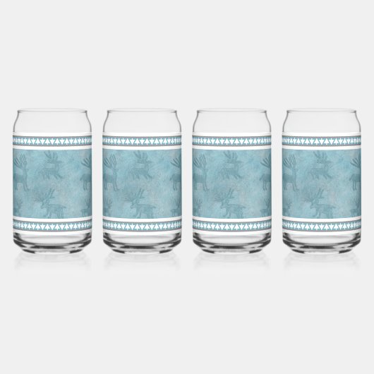 Südwest Winter Deo Petroglyphen Blau und Weiß Dosenglas (Vorderseite)