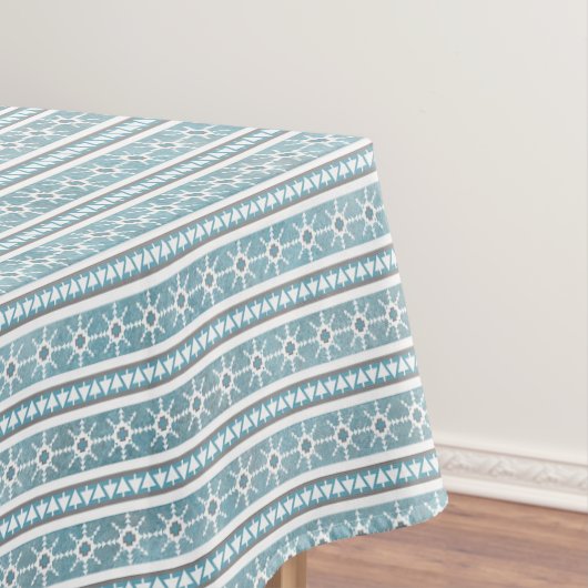 Südwest Winter Geometric Snowflake Pine Blue Sm Tischdecke (Beispiel)
