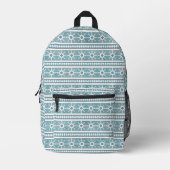 Südwest Winter Geometric Snowflake & Trees Blue Bedruckter Rucksack (Vorderseite)