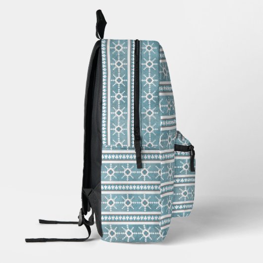 Südwest Winter Geometric Snowflake & Trees Blue Bedruckter Rucksack (Links)