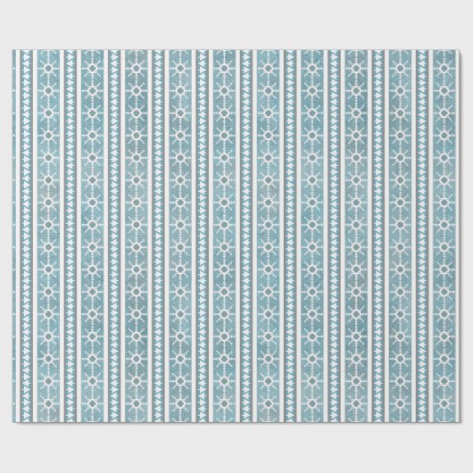 Südwest Winter Schneeflocken & Pine Trees Blau Geschenkpapier (Flach)