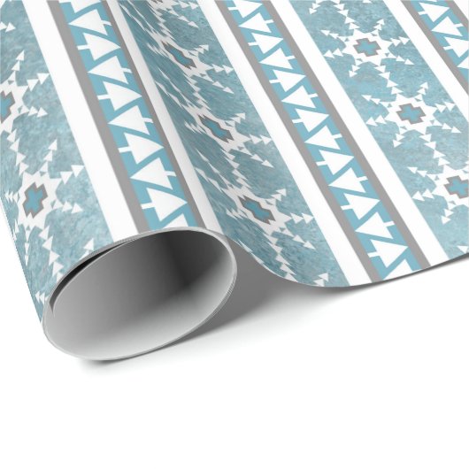 Südwest Winter Schneeflocken & Pine Trees Blau Geschenkpapier (Rolleneckpunkt)