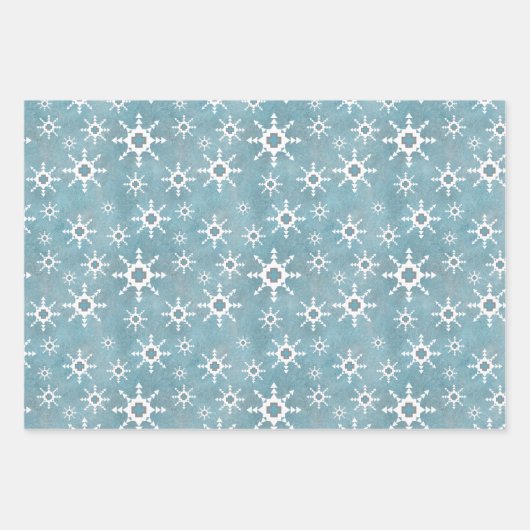 Südwest Winter Schneeflocken & Pine Trees Blau Geschenkpapier Set (Vorderseite 2)