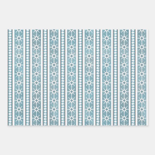 Südwest Winter Schneeflocken & Pine Trees Blau Geschenkpapier Set (Vorderseite)