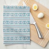 Südwest Winter Schneeflocken & Pine Trees Blau Geschirrtuch (Viertel Falte)