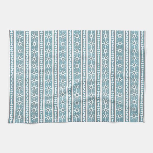 Südwest Winter Schneeflocken & Pine Trees Blau Geschirrtuch (Horizontal)