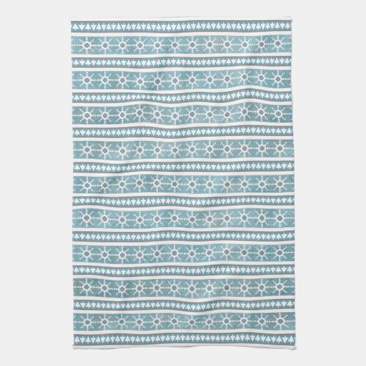 Südwest Winter Schneeflocken & Pine Trees Blau Geschirrtuch (Vertikal)