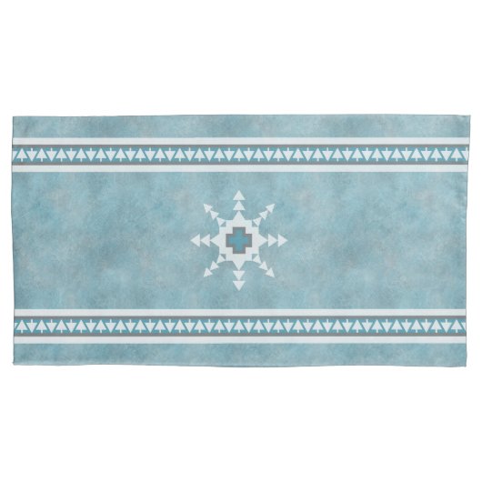 Südwest Winter Schneeflocken & Pine Trees Blau Kissenbezug (Vorderseite-Links)