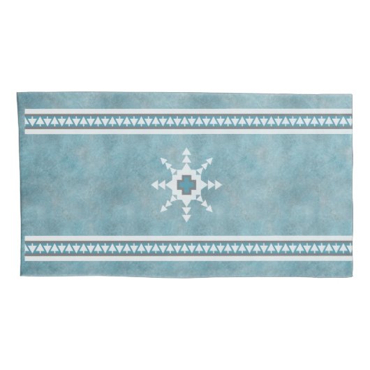 Südwest Winter Schneeflocken & Pine Trees Blau Kissenbezug (Rückseite-Rechts)