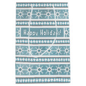 Südwest Winter Schneeflocken & Pine Trees Blau Mittlere Geschenktüte (Vorderseite)