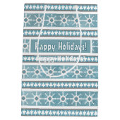 Südwest Winter Schneeflocken & Pine Trees Blau Mittlere Geschenktüte (Rückseite)