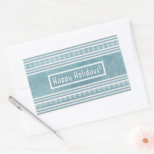 Südwest Winter Schneeflocken & Pine Trees Blau Rechteckiger Aufkleber