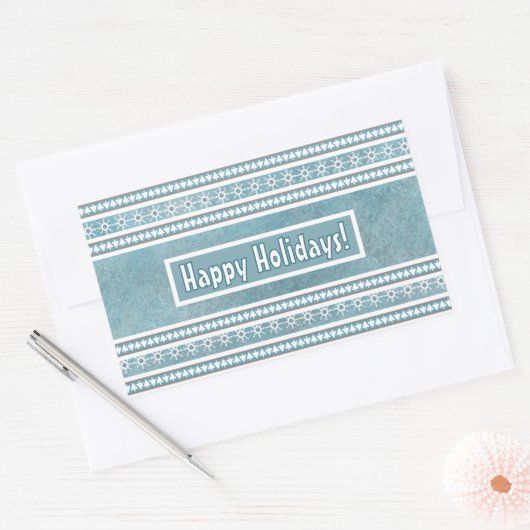 Südwest Winter Schneeflocken & Pine Trees Blau Rechteckiger Aufkleber (Umschlag)