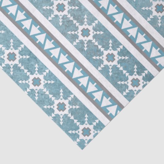 Südwest Winter Schneeflocken & Pine Trees Blau Seidenpapier (Detail)