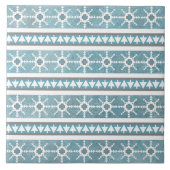 Südwest Winter Snowflake Pine Tree Blaue Streifen Fliese (Vorderseite)