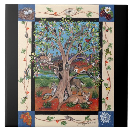 "Südwestbaum des Lebens" Vier Jahreszeiten, Fliese (Vorderseite)