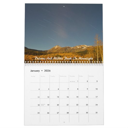 Südwestberge von Colorado Kalender (Jan 2026)