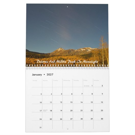 Südwestberge von Colorado Kalender (Jan 2027)
