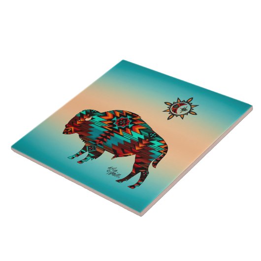 Südwestbüffel und Sonne Fliese (Seite)