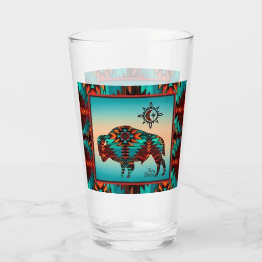 Südwestbüffel und Sonnenglas-Cup Glas (Rückseite)