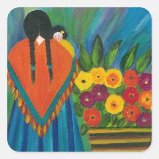 Südwestdesign #1 quadratischer aufkleber (Vorderseite)