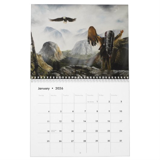 Südwesten des Kunstkalenders "Native Amerikanische Kalender (Jan 2026)