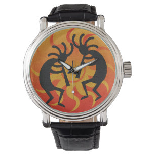 Südwesten Kokopelli orange schwarzer Stammes- Sun Armbanduhr