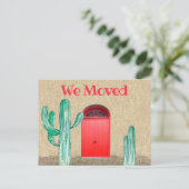Südwesten Wir bewegten Ankündigung Türen Kaktus Postkarte (Stehend Vorderseite)