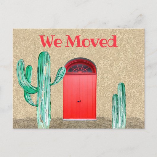 Südwesten Wir bewegten Ankündigung Türen Kaktus Postkarte (Vorderseite)