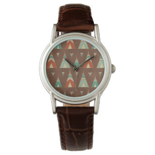 SüdwestenGeo Schritt aquamarines Teepee-Muster Armbanduhr