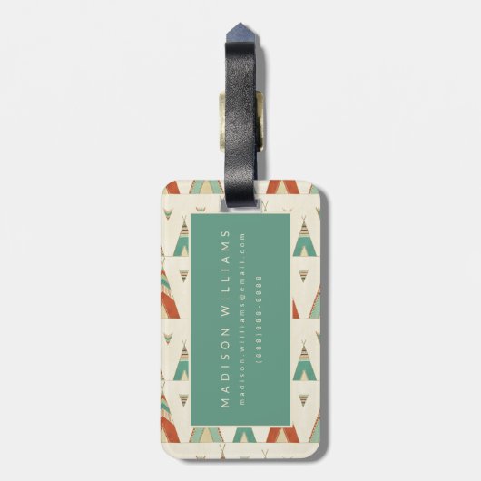 SüdwestGeo-Schritt| geometrisches Teepee-Muster Gepäckanhänger (Rückseite vertikal)