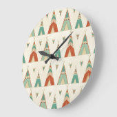 SüdwestGeo-Schritt| geometrisches Teepee-Muster Große Wanduhr (Winkel)