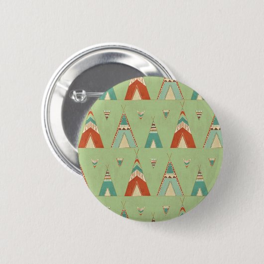 SüdwestGeo-Schritt| grünes Teepee-Muster Button (Vorne & Hinten)