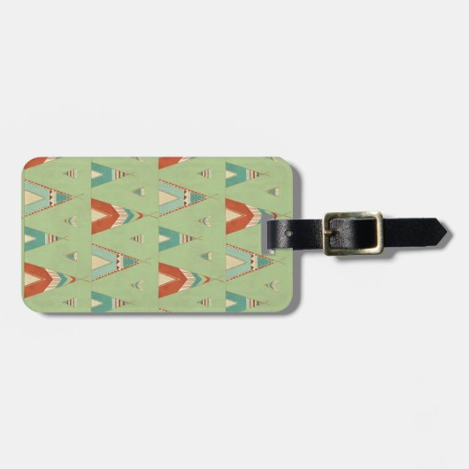 SüdwestGeo-Schritt| grünes Teepee-Muster Gepäckanhänger (Vorderseite horizontal)