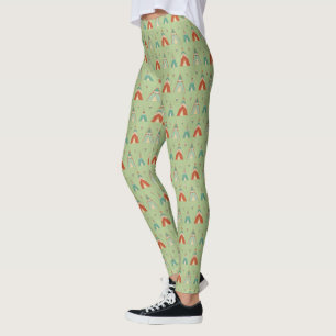 SüdwestGeo-Schritt grünes Teepee-Muster Leggings