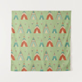 SüdwestGeo-Schritt| grünes Teepee-Muster Wandteppich (Vorderseite (Horizontal))