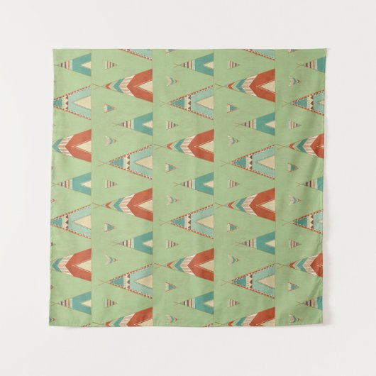 SüdwestGeo-Schritt| grünes Teepee-Muster Wandteppich (Vorderseite)
